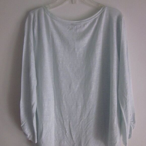 Ann Taylor Womens Size L Off White (Pale Green) Linen Pullover Summer 3/4 Sleeve - Picture 8 of 11